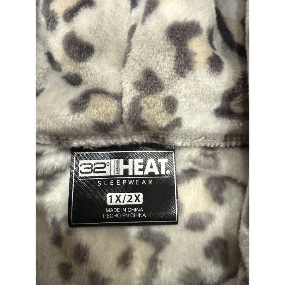 NEW! WOMEN 32 DEGREES HEAT SOFT COZY PLUSH HOODED SLEEP LOUNGER Cheetah Leopard - Picture 4 of 5
